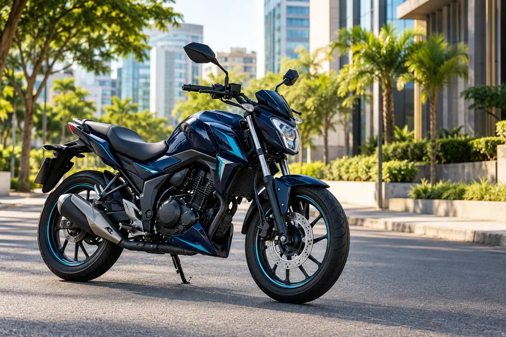 Motocicleta moderna em ambiente urbano
